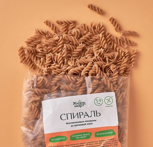 Заказать Безглютеновые макароны из гречневой муки Спираль с бесплатной ...