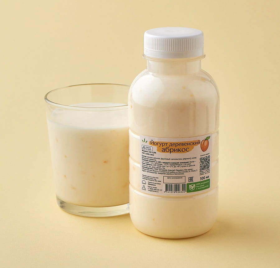 Йогурт деревенский абрикос 4,3-5% 