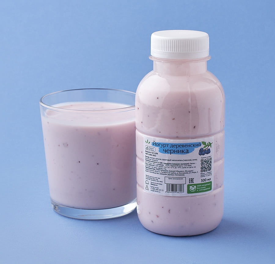 Йогурт деревенский черника 4,3-5%