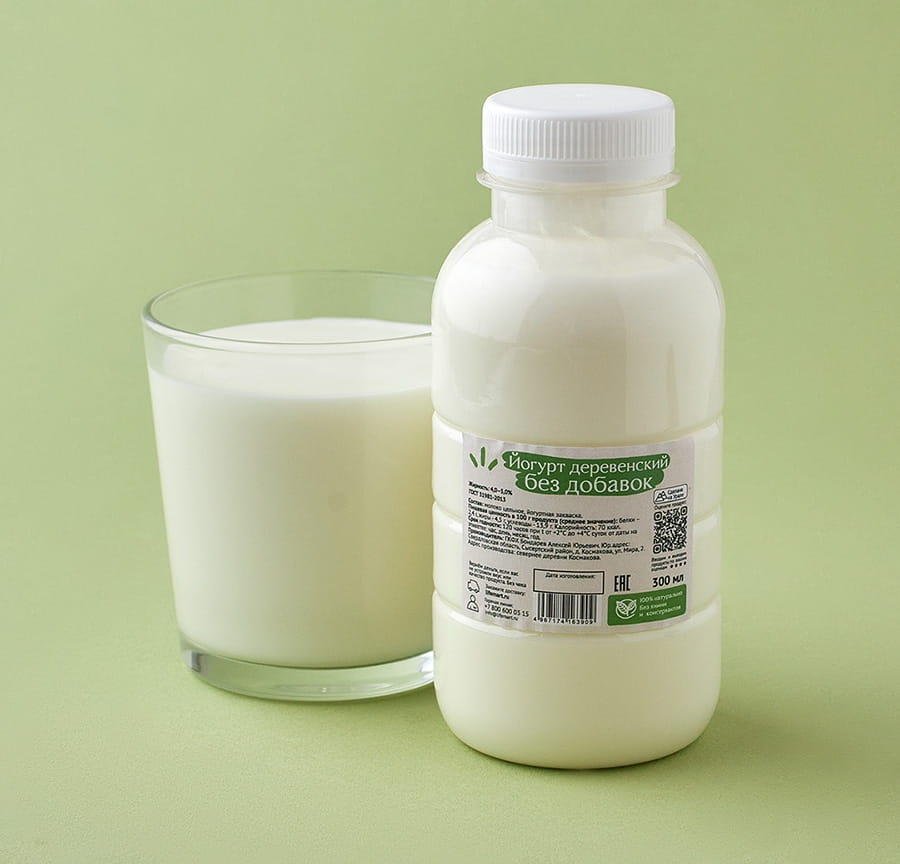 Йогурт деревенский без добавок 4,-5% 0,3л