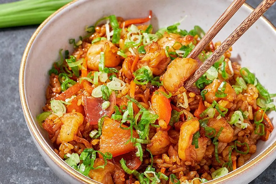 Тяхан с креветкой