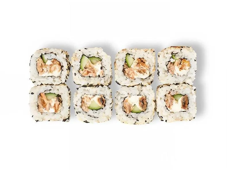 С хрустящим лососем и кунжутом